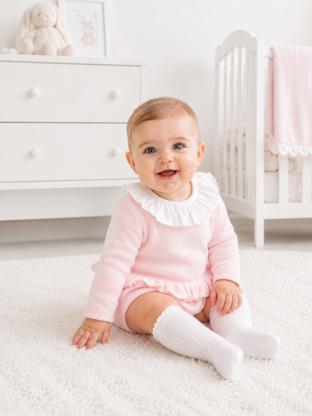 Baby Girls Knitted Pink Top & Jam Pants Set