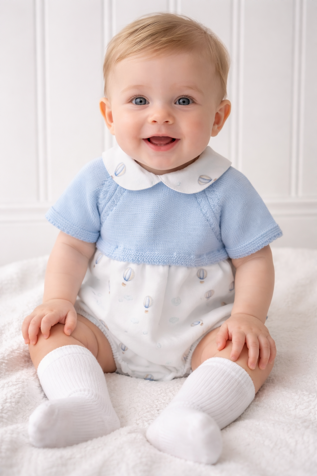 Air Balloon Baby Blue Romper