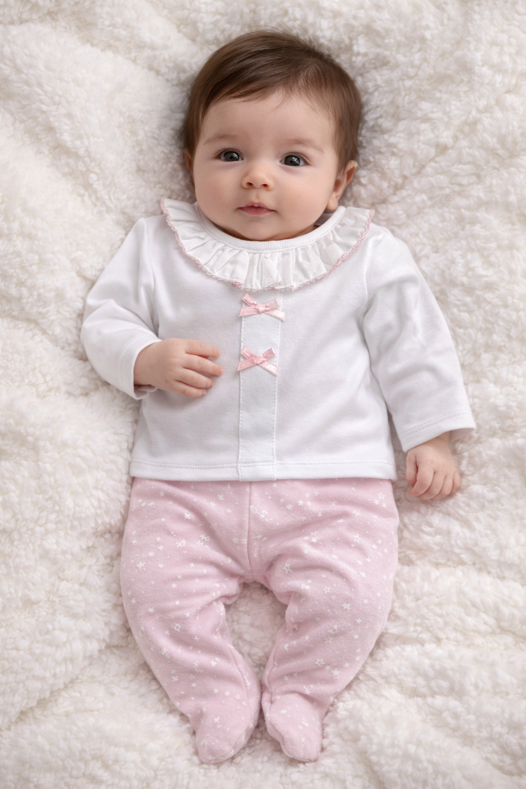 Baby Girls Frilly 2 Piece Stars Babygrow