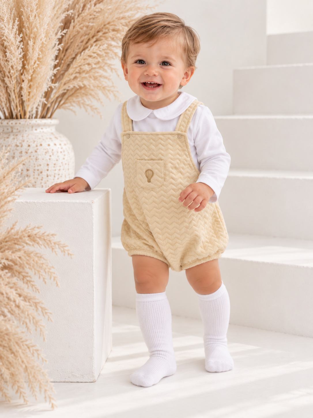 Pascal Romper & Peter Pan Top Set Beige