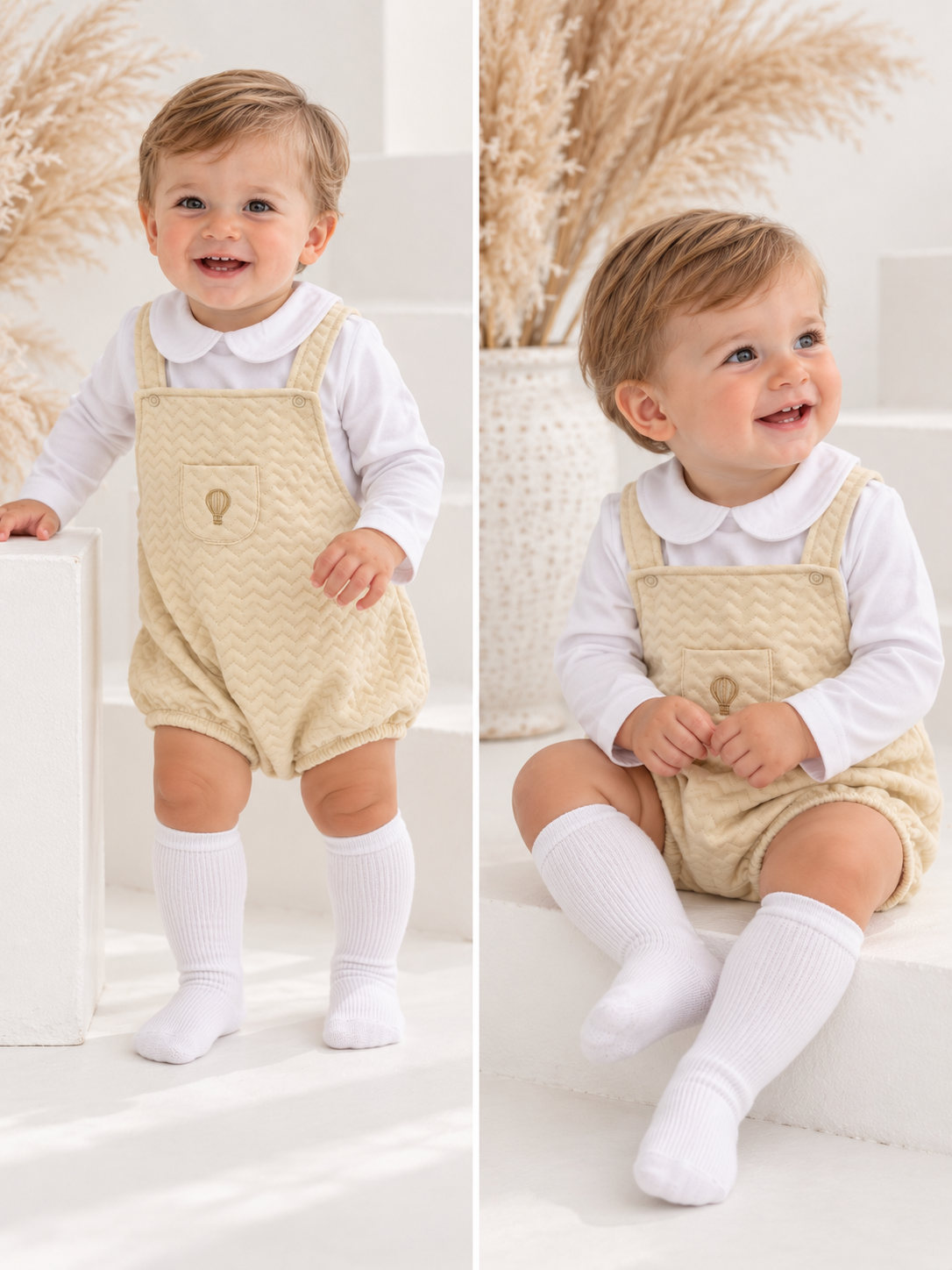 Pascal Romper & Peter Pan Top Set Beige
