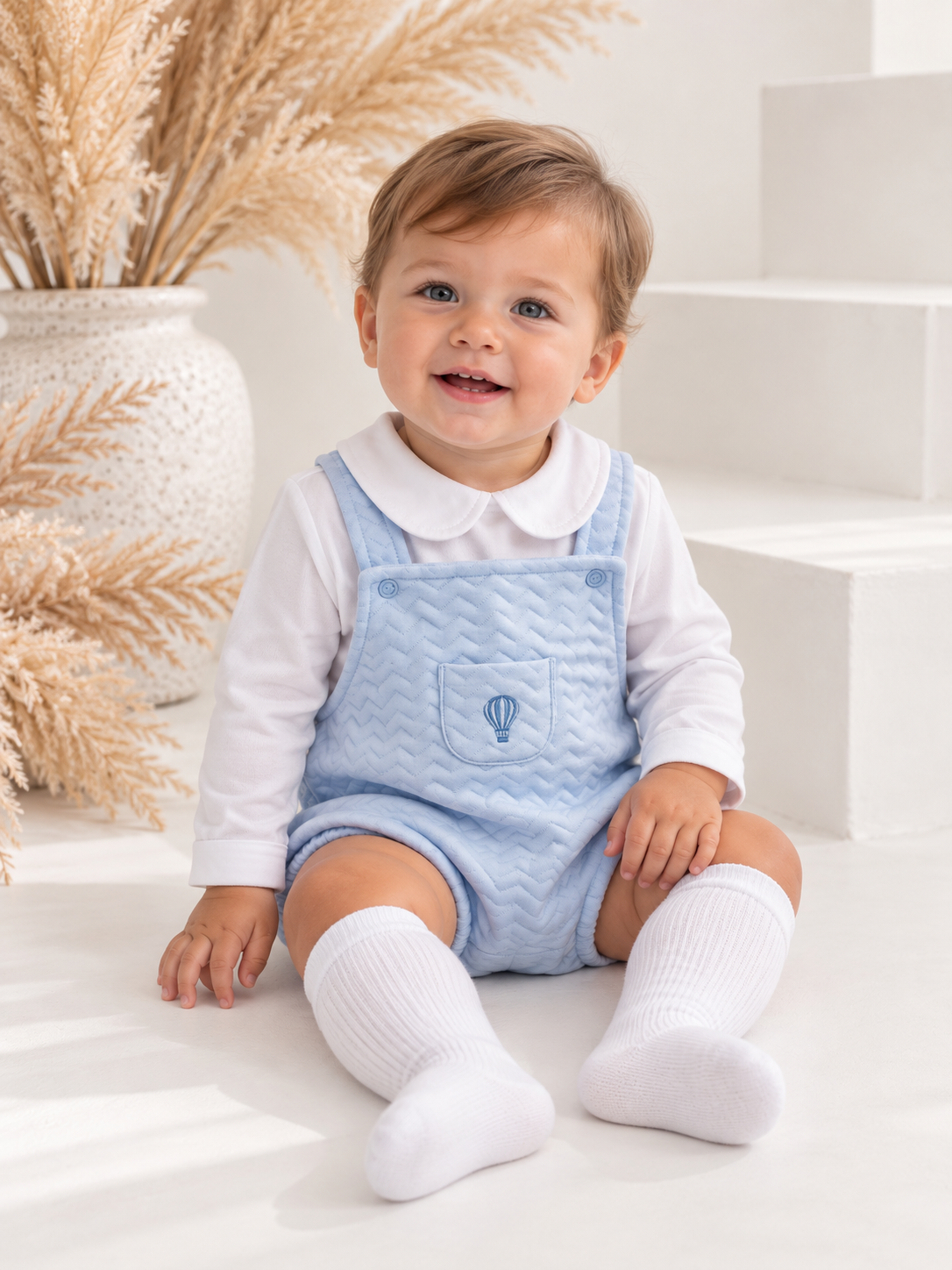 Pascal Romper & Peter Pan Top Set Blue