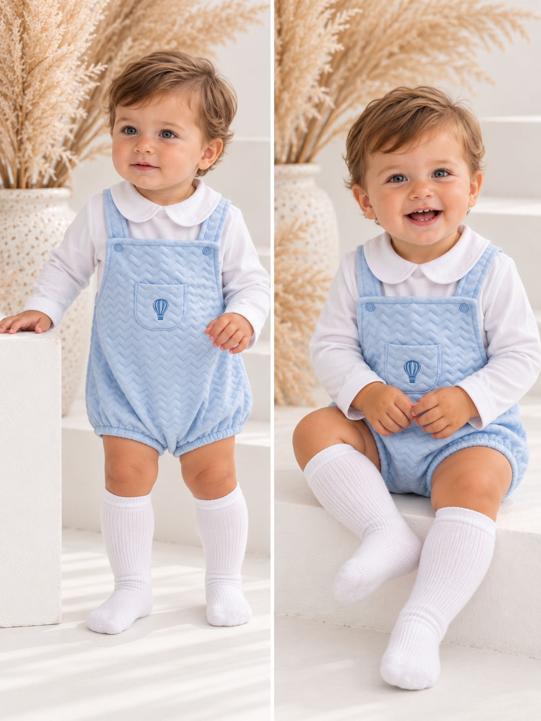 Pascal Romper & Peter Pan Top Set Blue