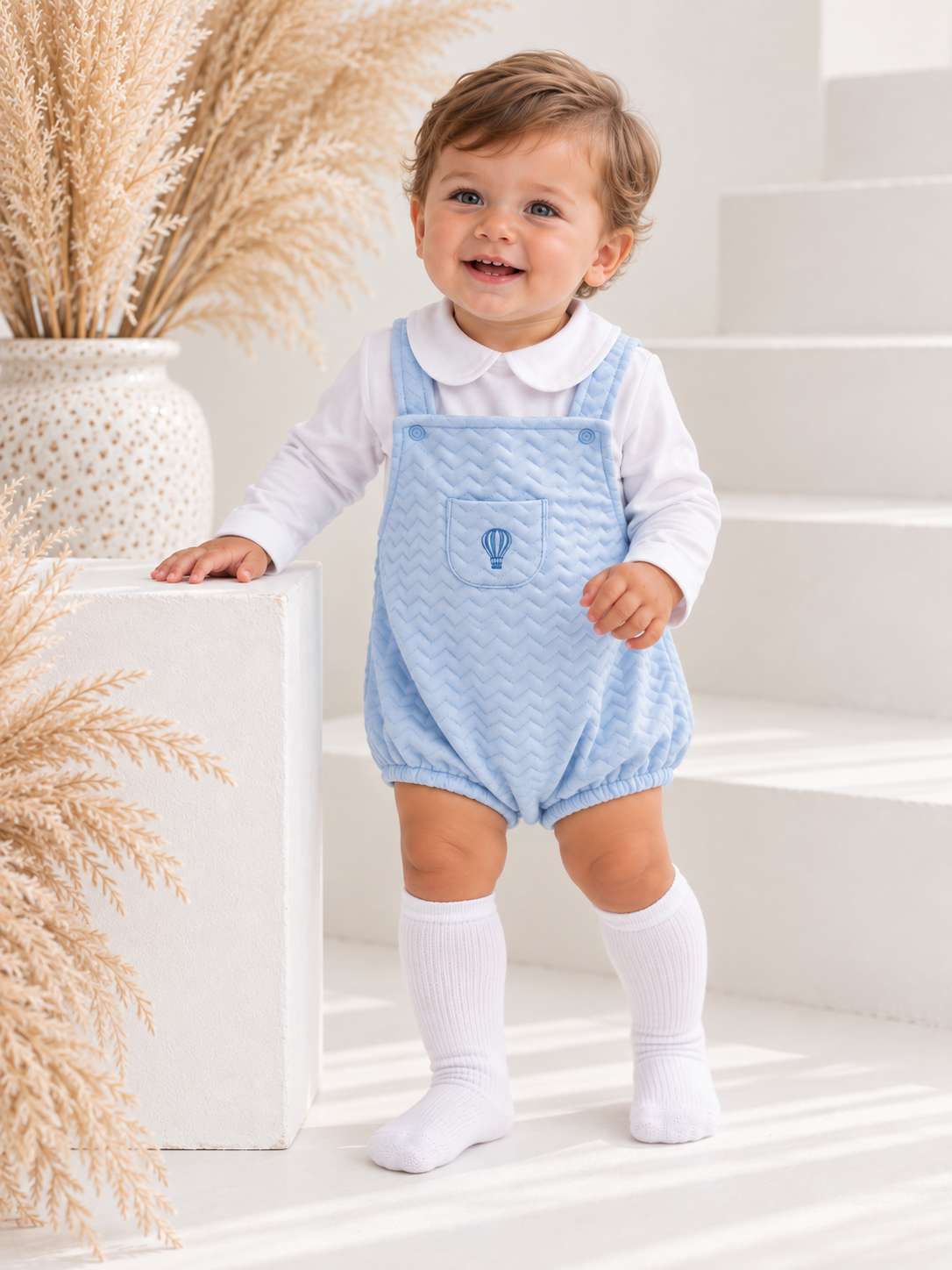 Pascal Romper & Peter Pan Top Set Blue