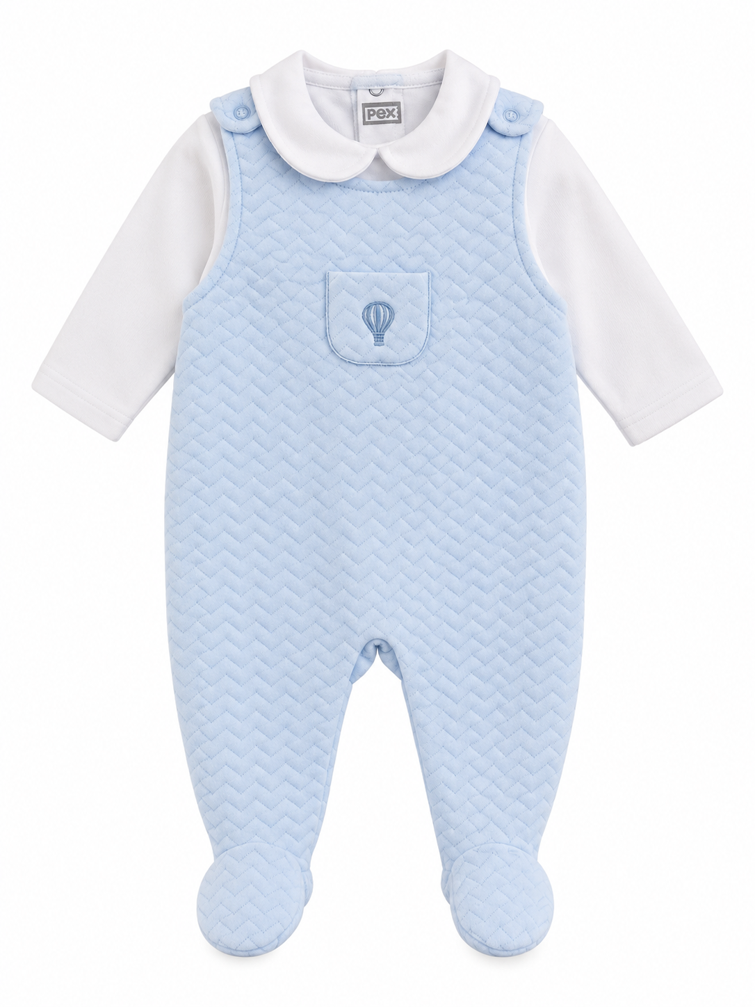 Pascal Dungaree & Peter Pan Top Set Blue
