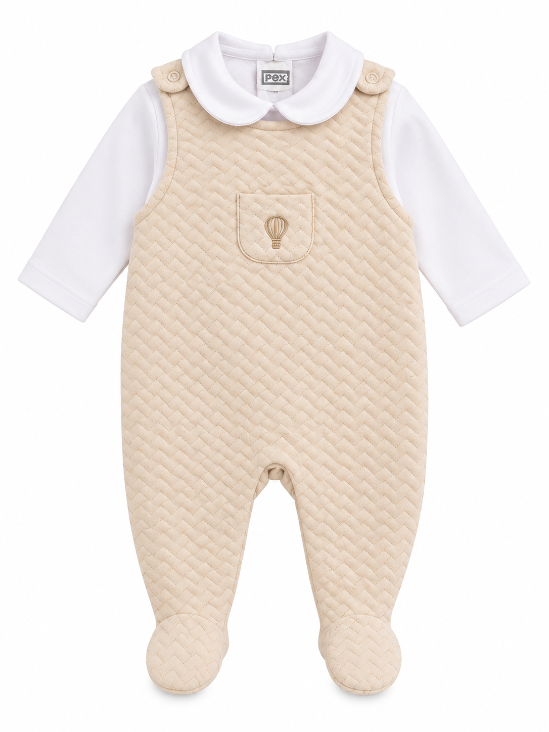 Pascal Dungaree & Peter Pan Top Set Beige