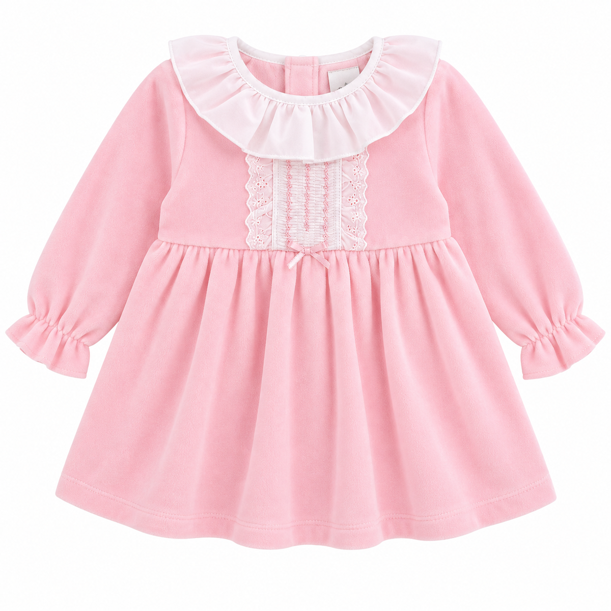 Hannah Dress Pink Embroidered Velour