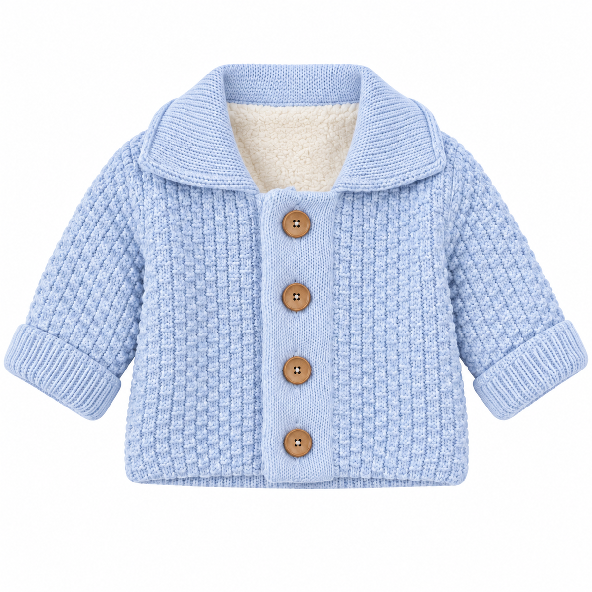 Finbar Fleece Lined Luxury Pex Baby Boys Knitted Jacket Blue