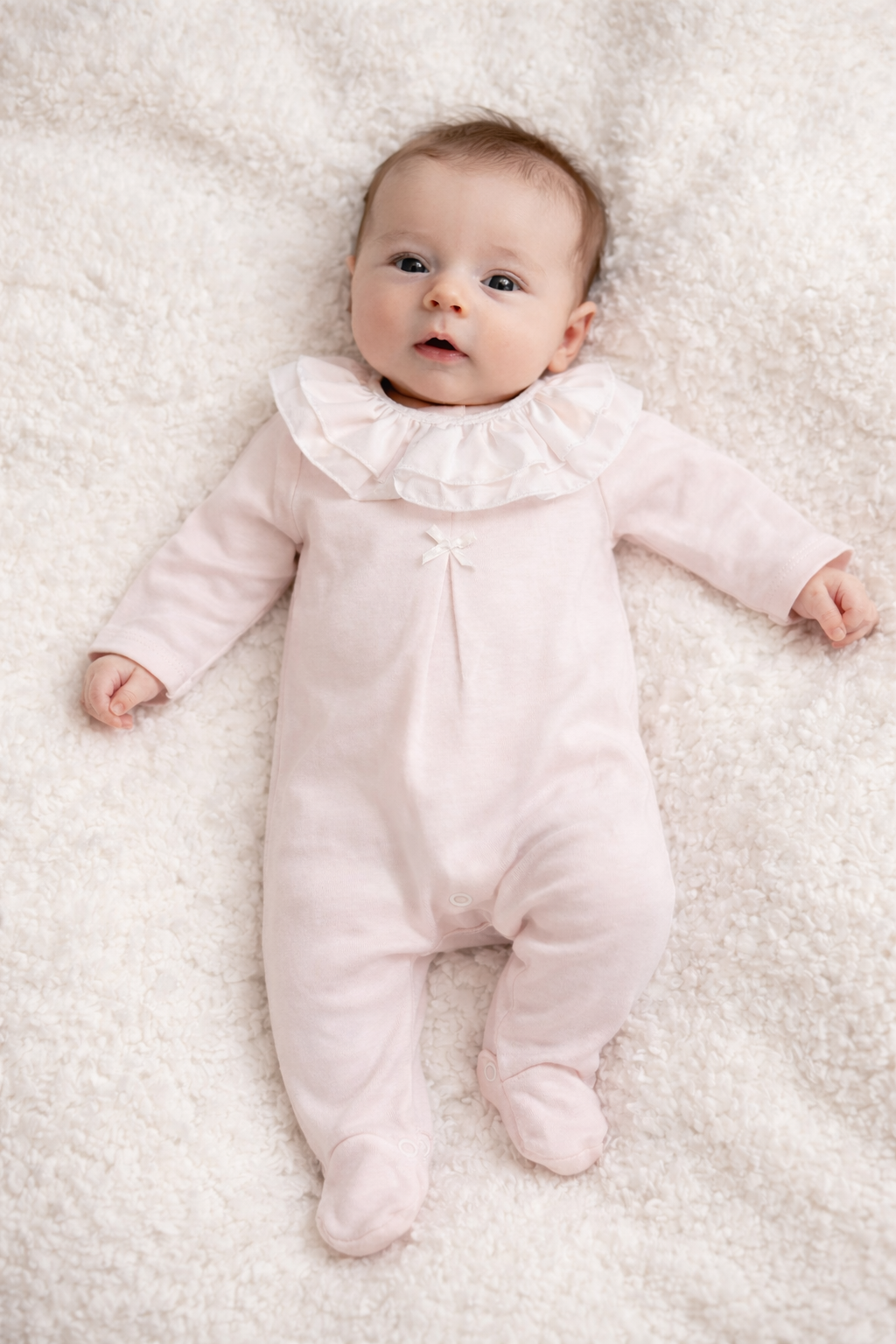 Baby Girls Frilly Collar Pink Babygrow