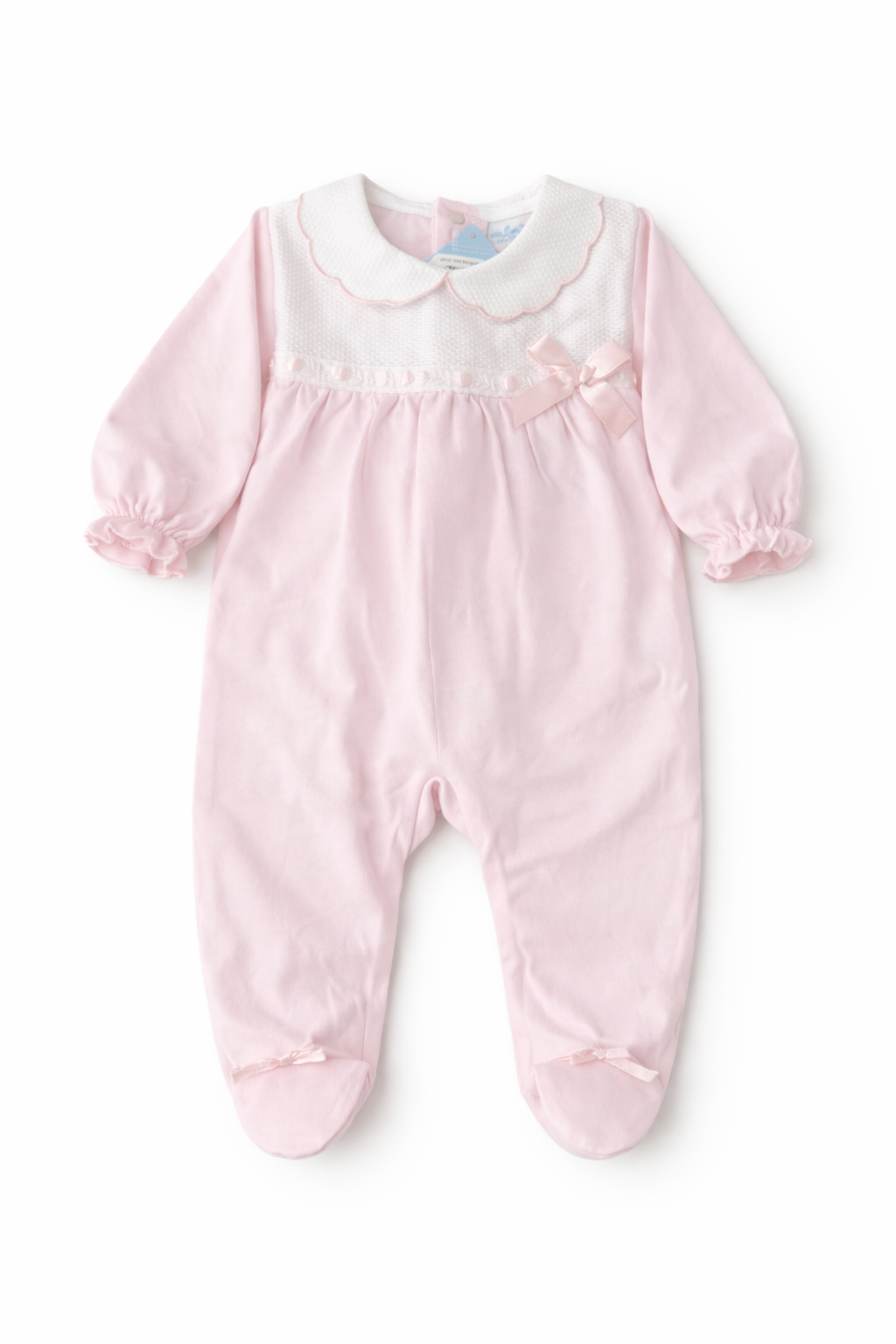 26HA-334 Baby Girls Frilly Bow Babygrow