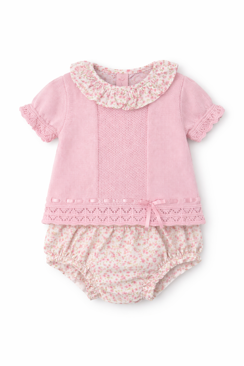 26VE-222 Baby Girls Floral Knit Jam Pants Set