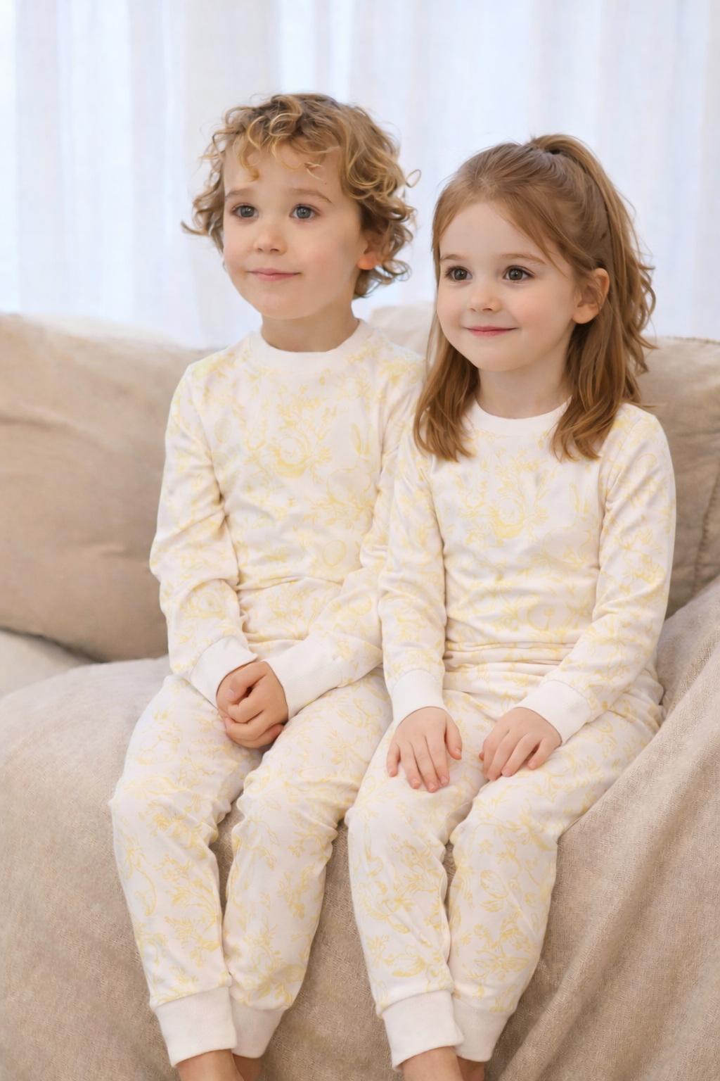 Bunny Easter Print Pyjamas Lemon