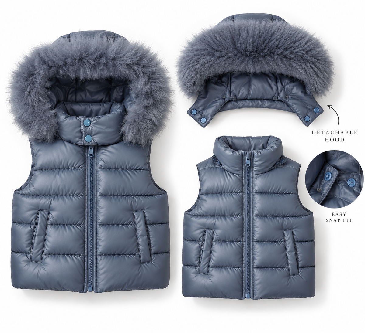 Monaco Unisex Faux Fur Padded Gilet Navy