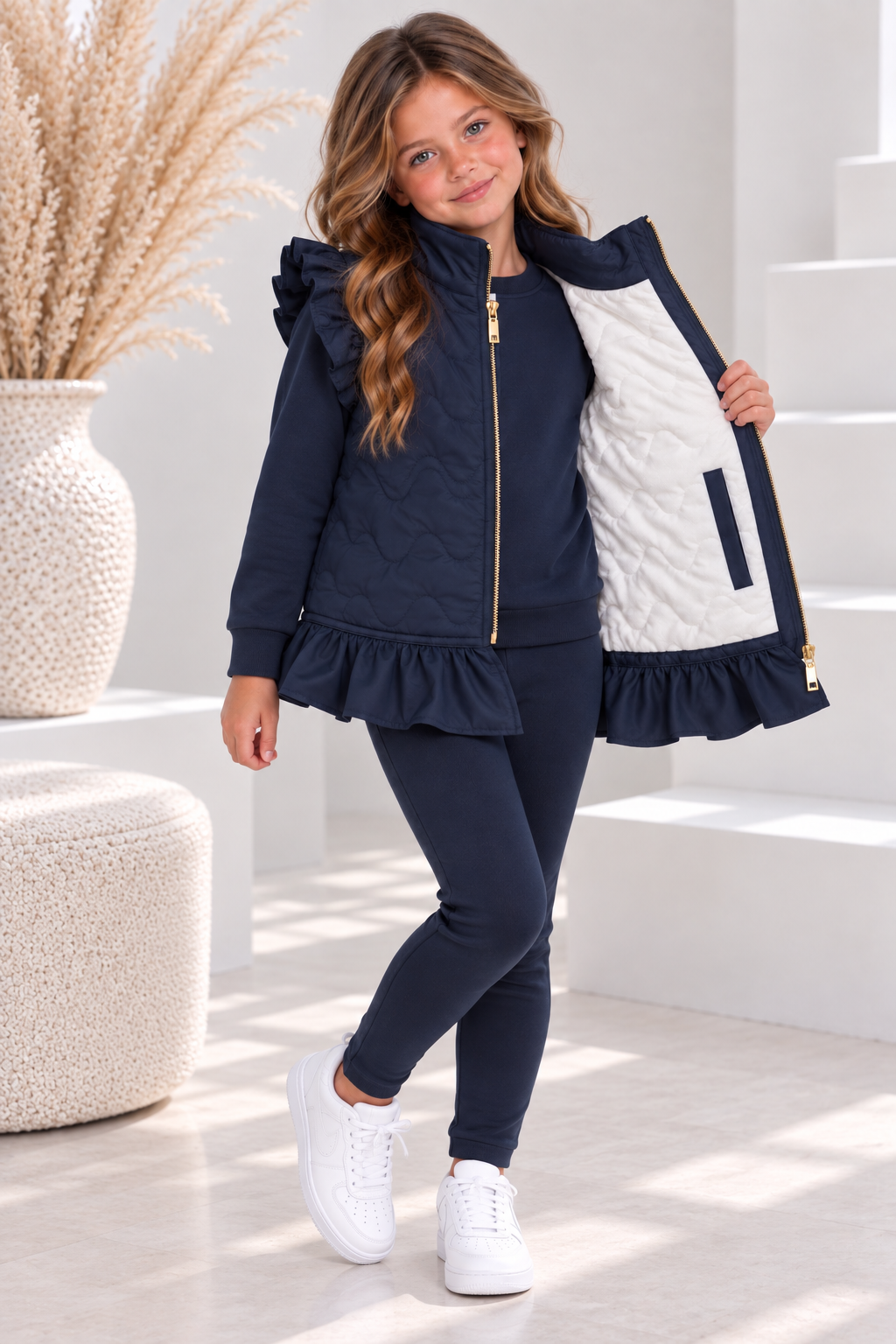 Millie Girls Padded Gilet Navy
