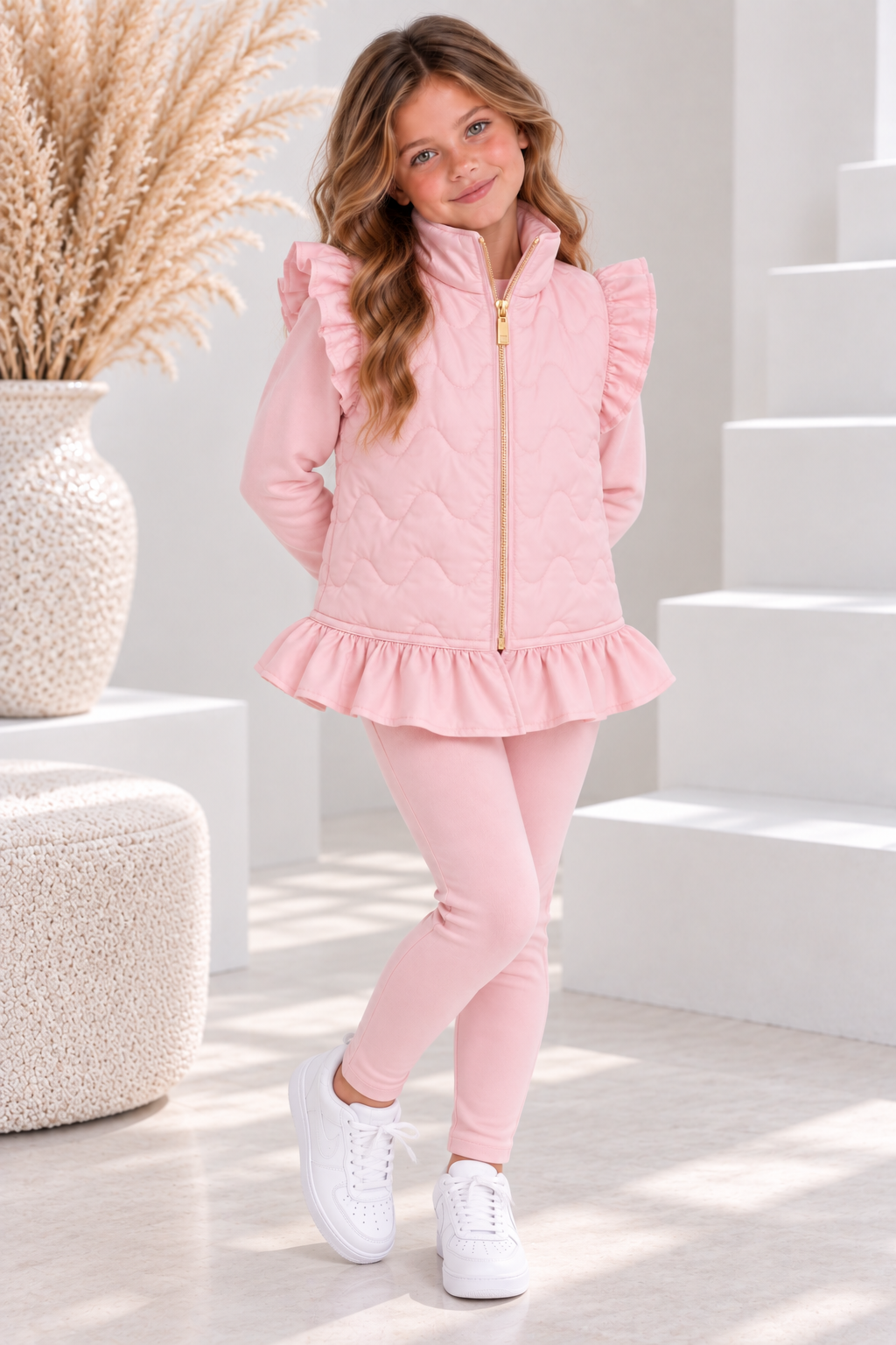 Millie Girls Padded Gilet Pink