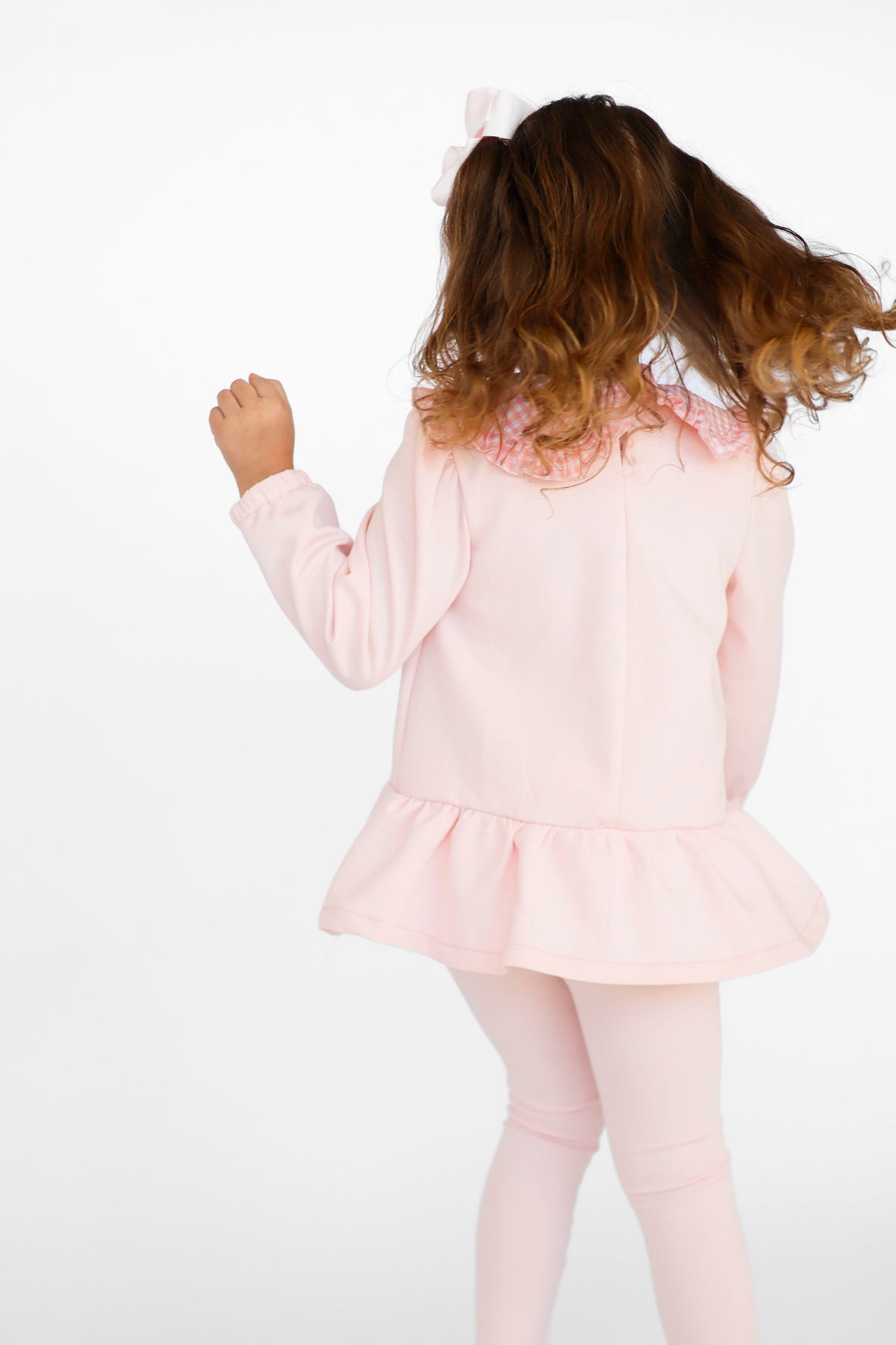 Posie Luxe Girls Checked  Jumper & Legging Tracksuit Set Pink