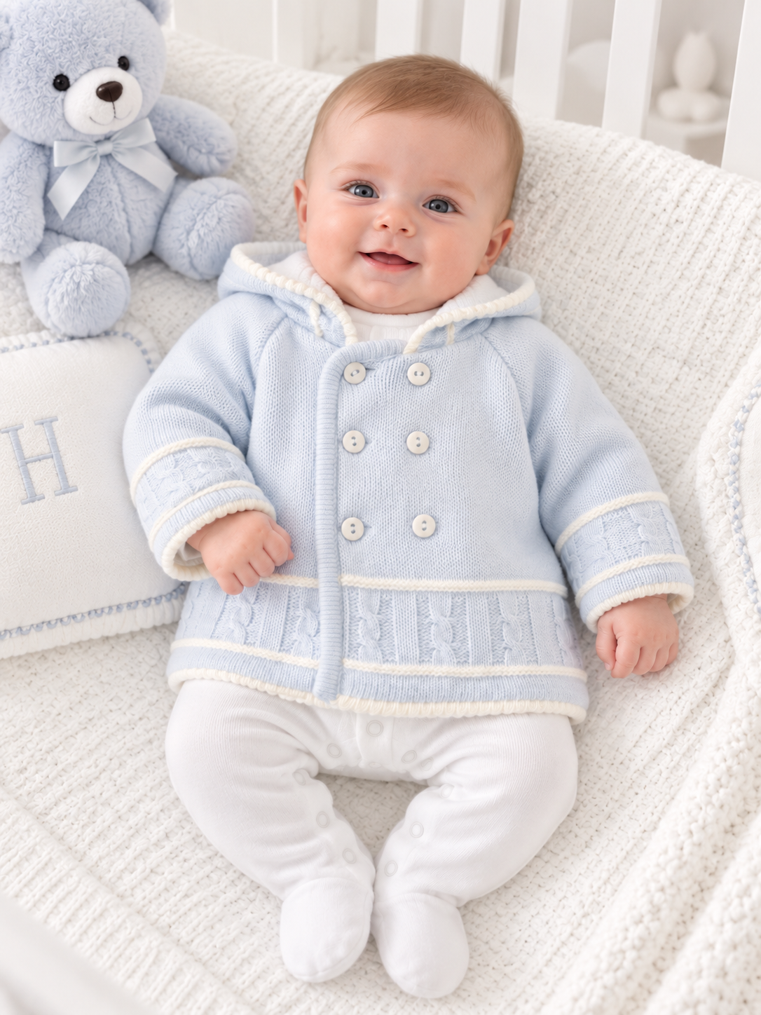 A1570 Baby Boys Blue Knitted Jacket