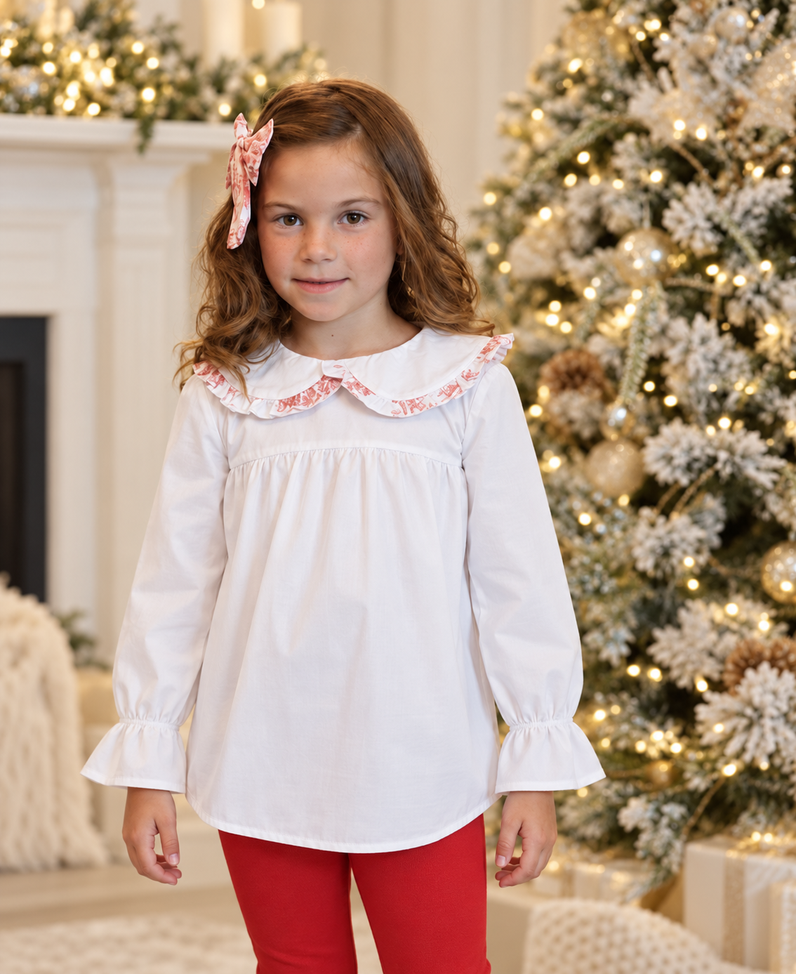 Lorena Luxe Toile Girls 4 Piece Outfit Set Red