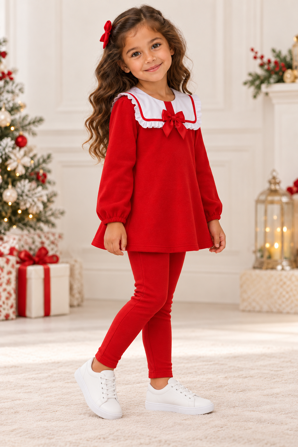 Marcie Luxe Girls Legging Tracksuit Set Red