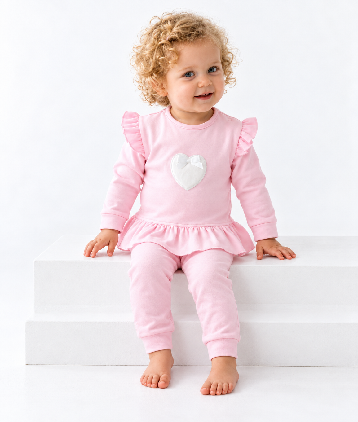 Portia Girls Heart Tracksuit Pink