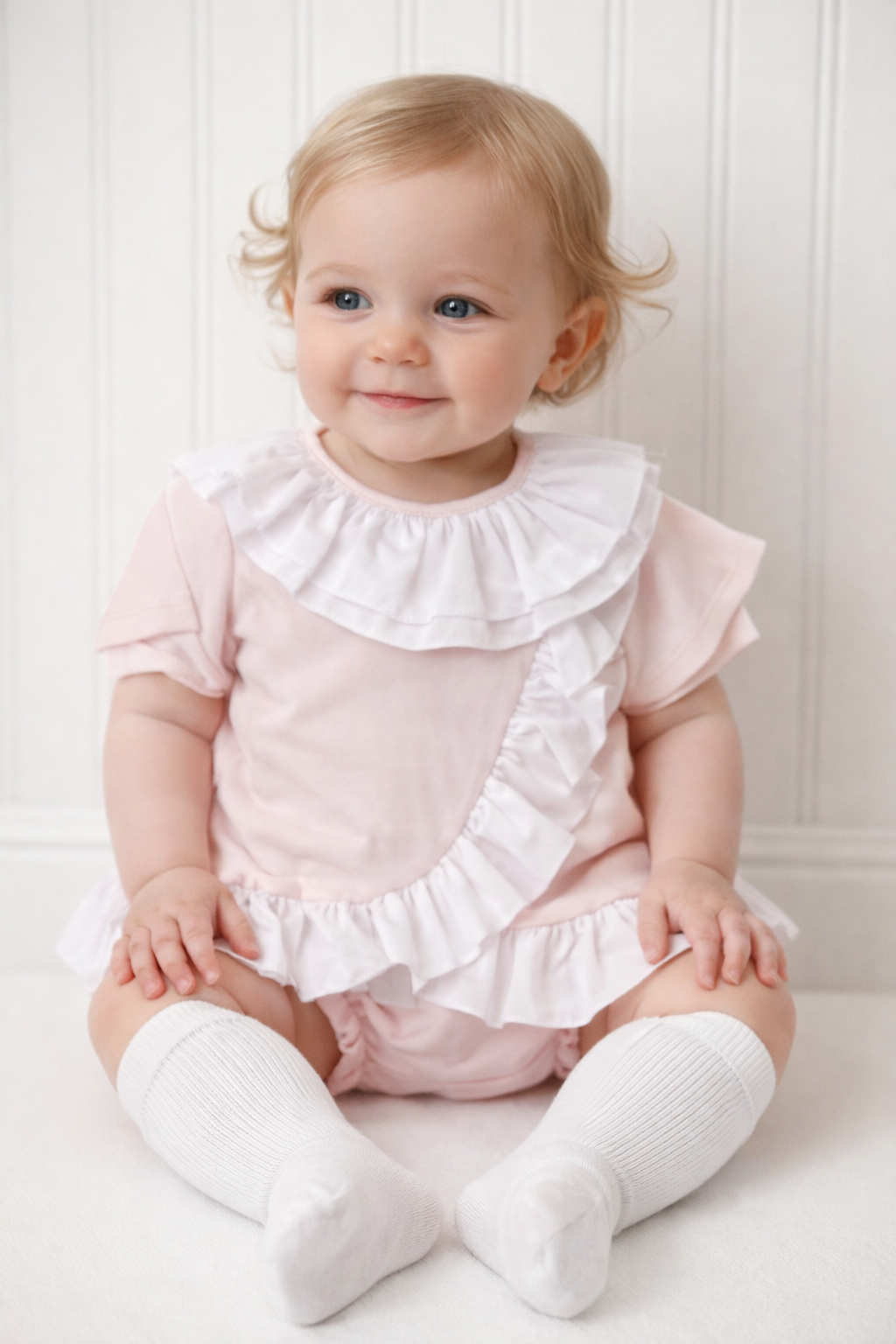 Girls Pink Frily Bloomers & Top Set