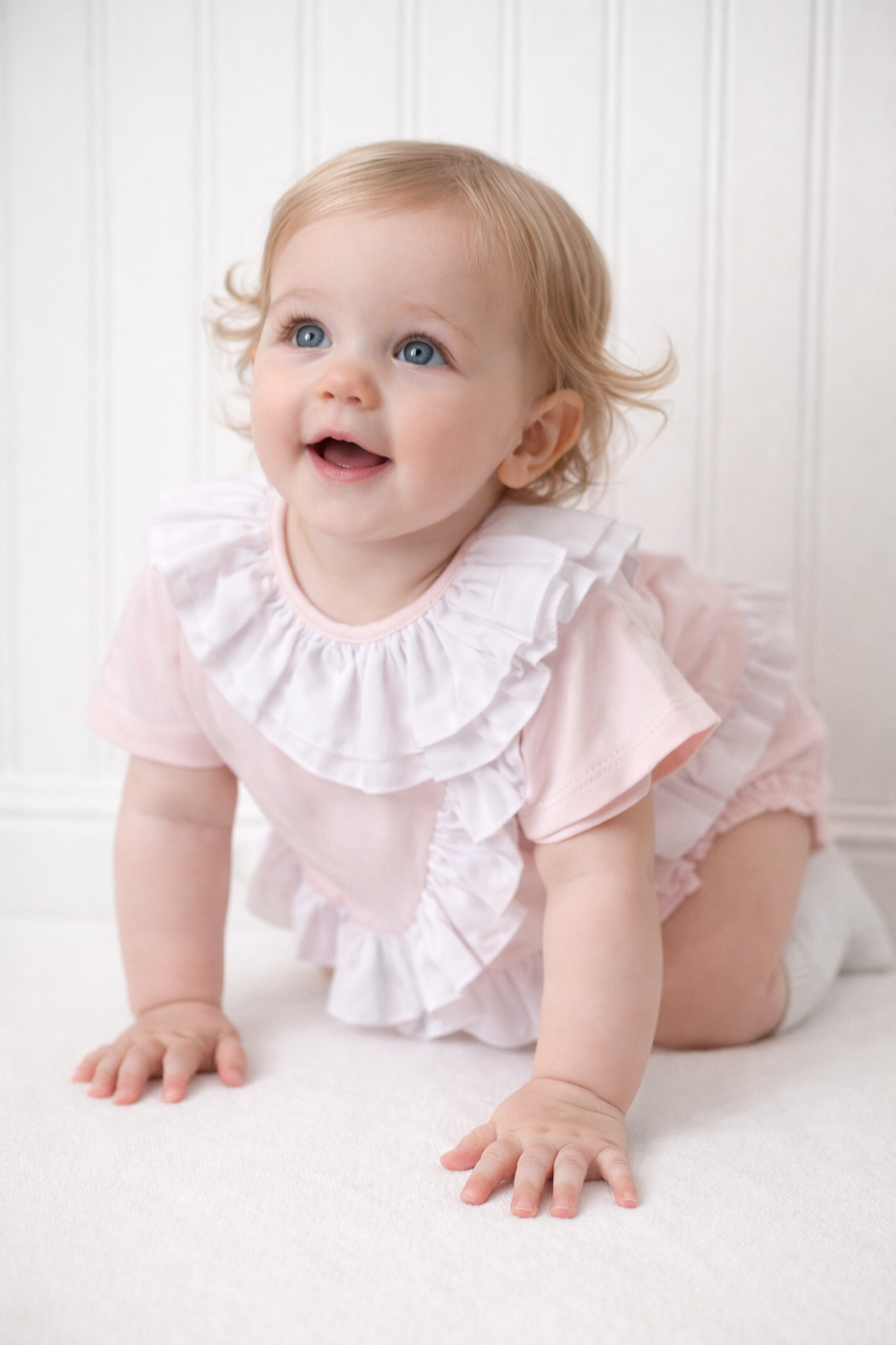 Girls Pink Frily Bloomers & Top Set