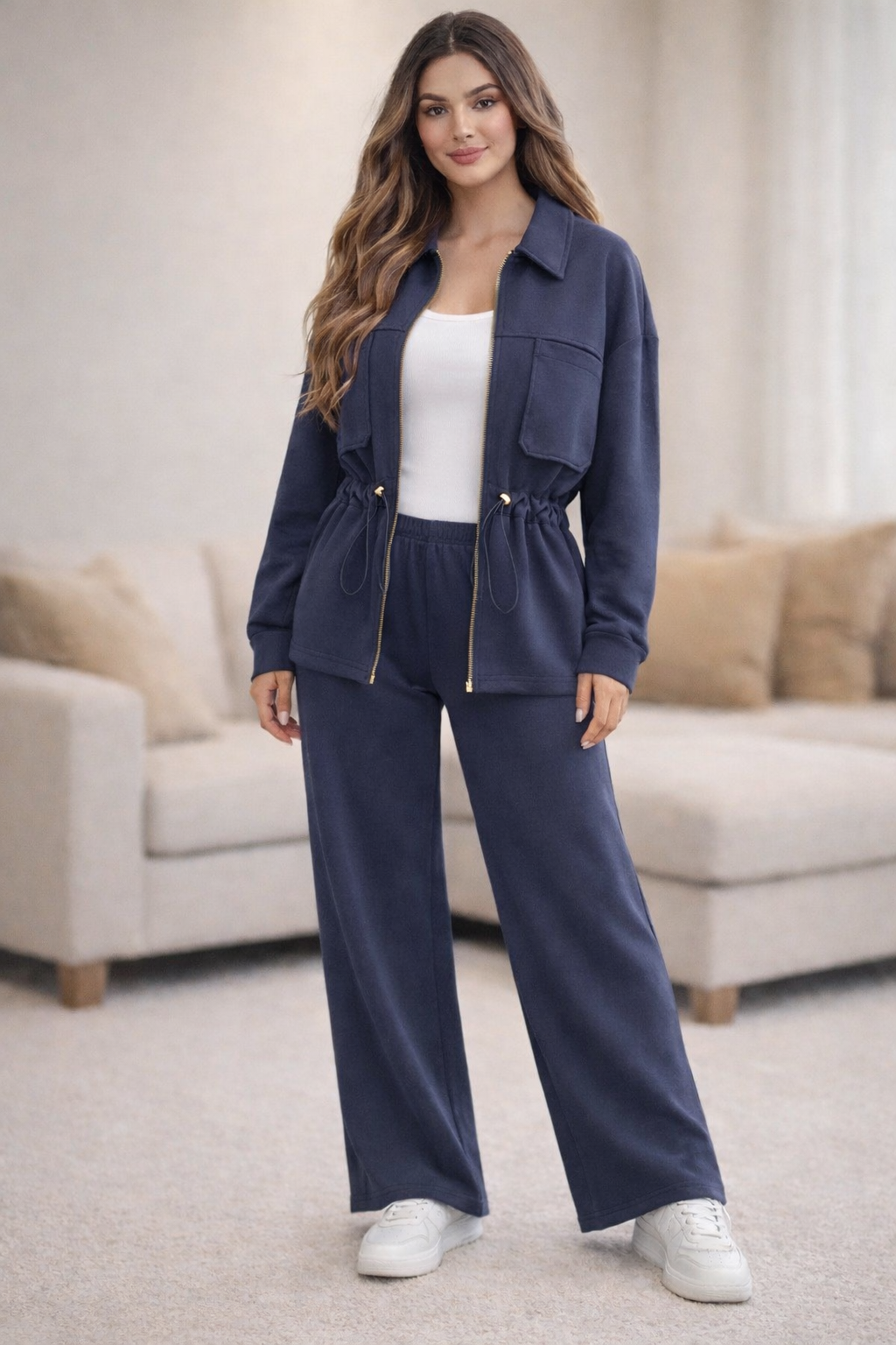 Melissa Ladies Pull In Co-ord Tracksuit Set Navy