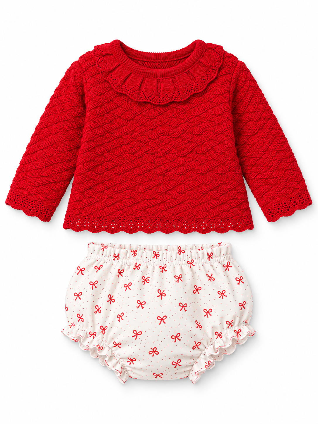Juliet Pex Baby Girls Red Bow Jam Pants Set