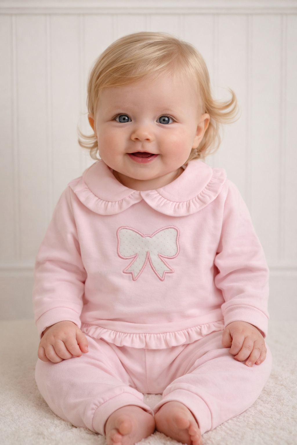 Macy Girls Frilly Collar Pink Bow Tracksuit