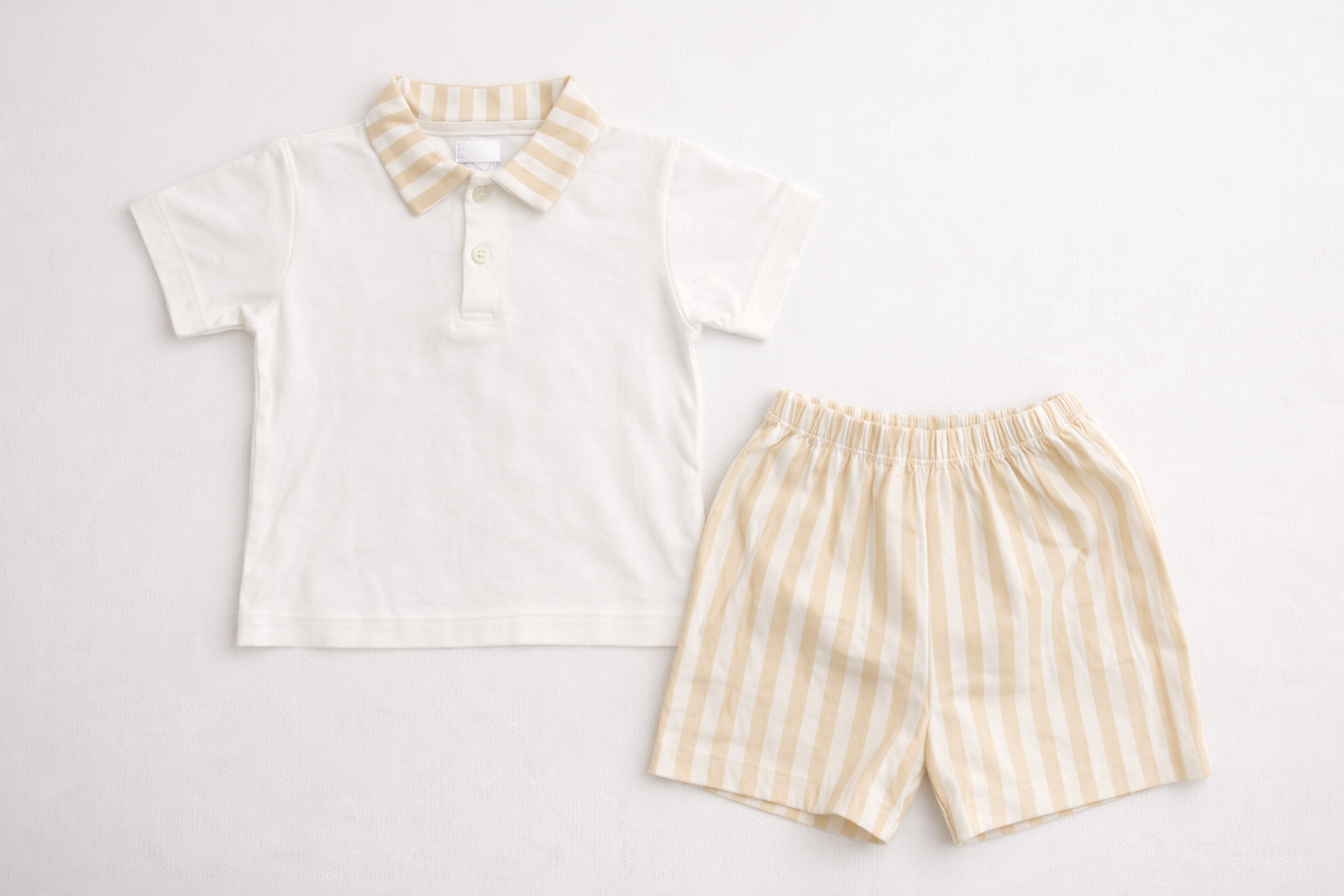 Sergio Boys Beige Shorts & Polo Top Set