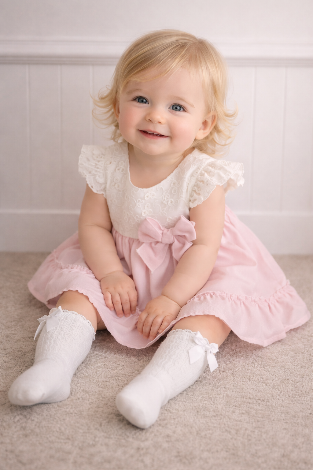 26500 Baby Girls Pink Bow Dress