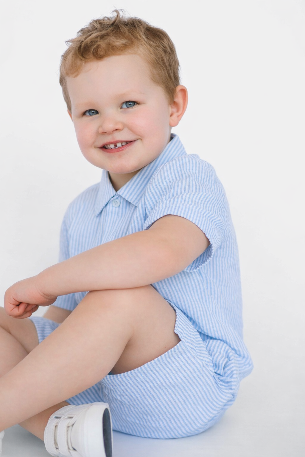 Zach Boys Smart Shorts & Shirt Set Blue