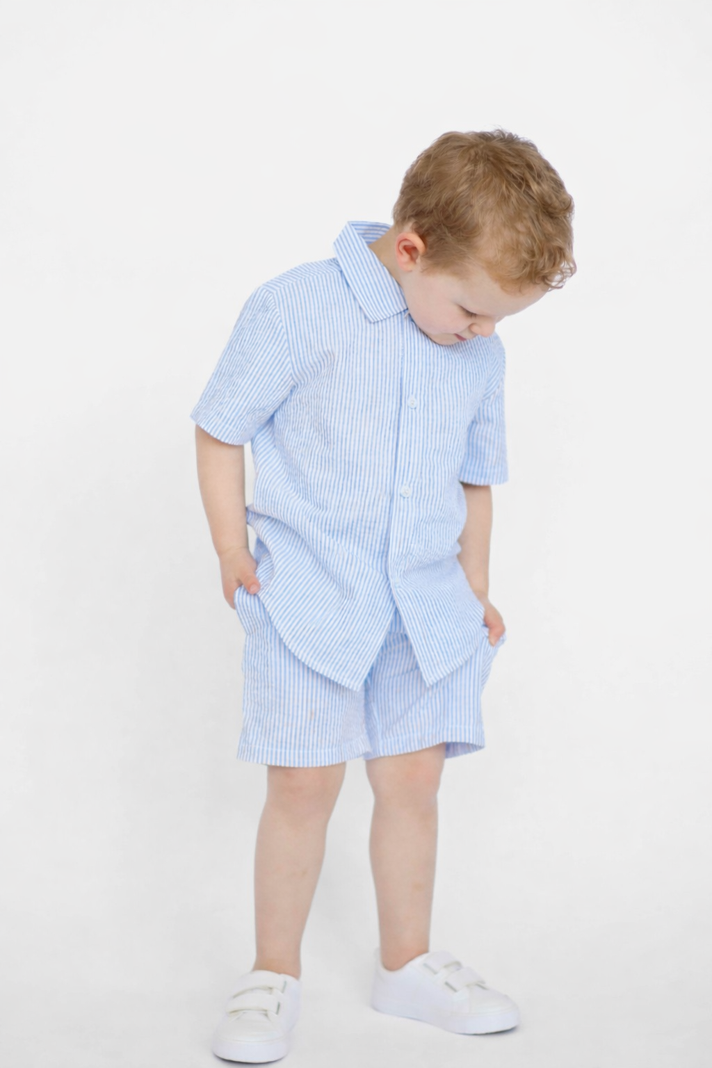 Zach Boys Smart Shorts & Shirt Set Blue