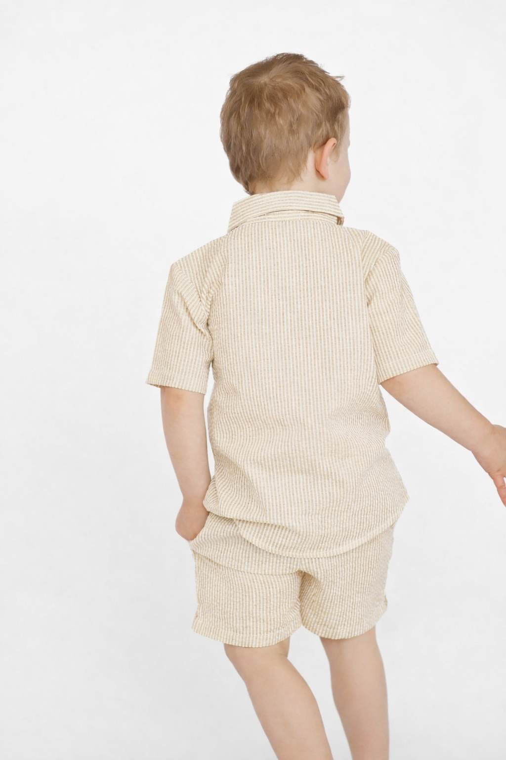Zach Boys Beige Smart Shorts & Shirt Set Beige