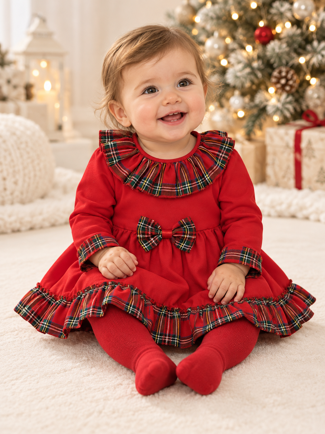 Kinder Baby Girls Red Tartan Dress Red