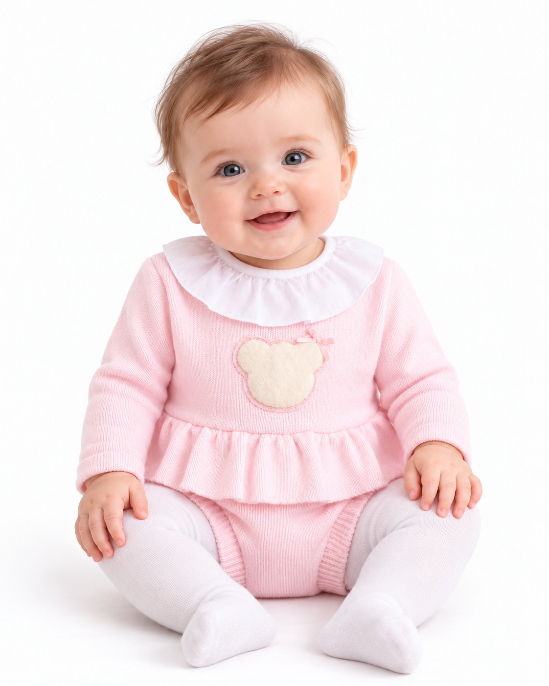 Baby Girls Soft Knit Bear Jam Pants Set Pink