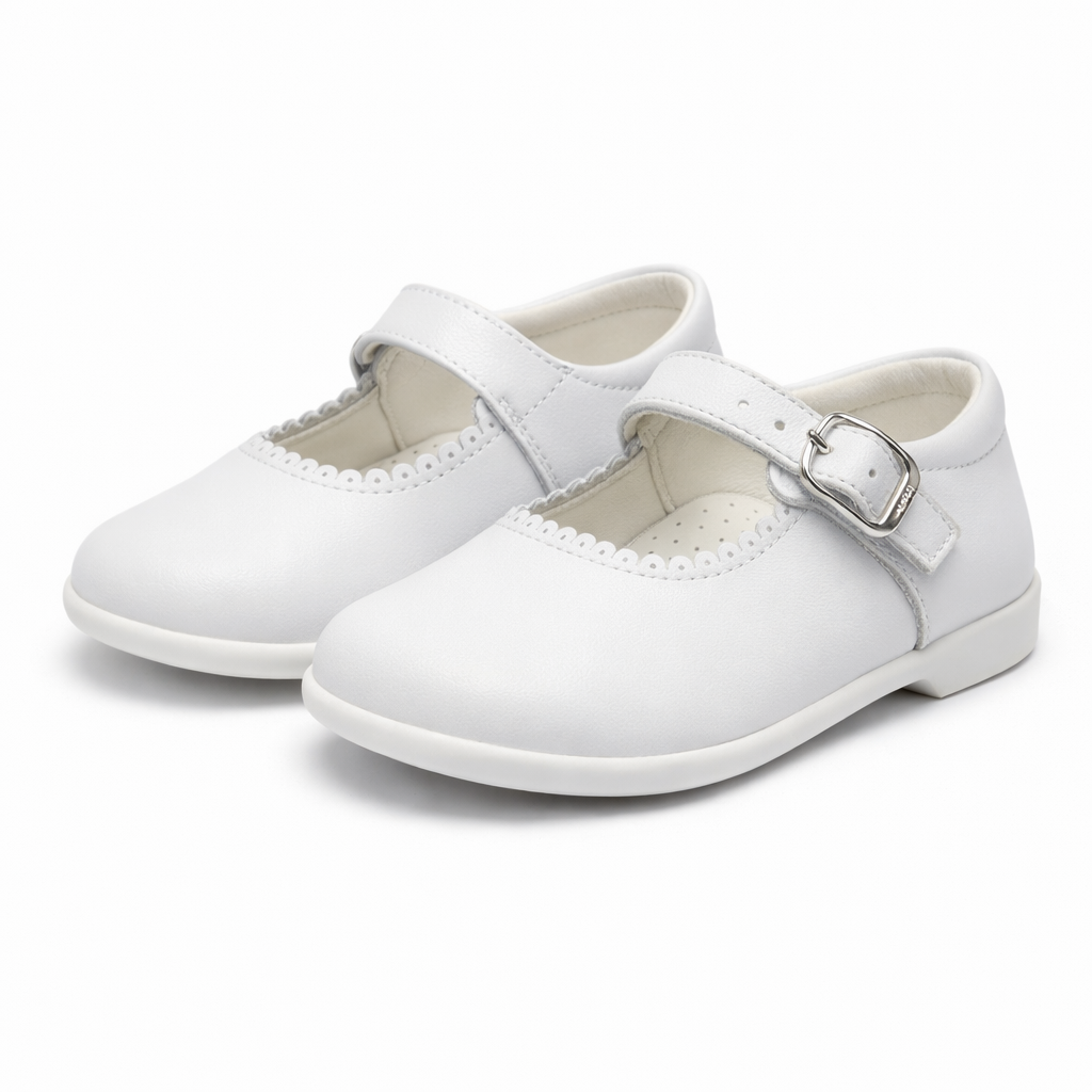Y97401 Andanines Buckle Mary Jane Shoe White Leather