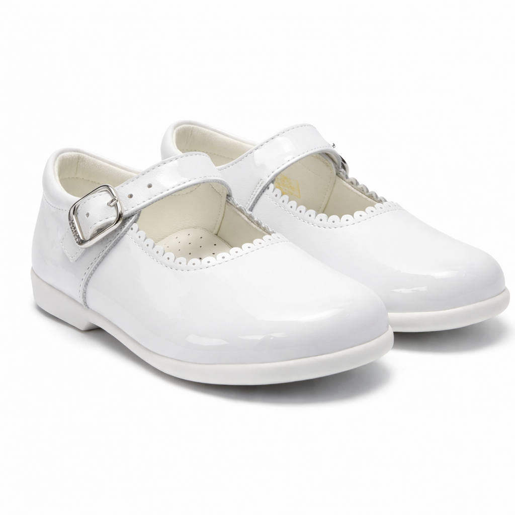 Y97401 Andanines Buckle Mary Jane Shoe White Patent