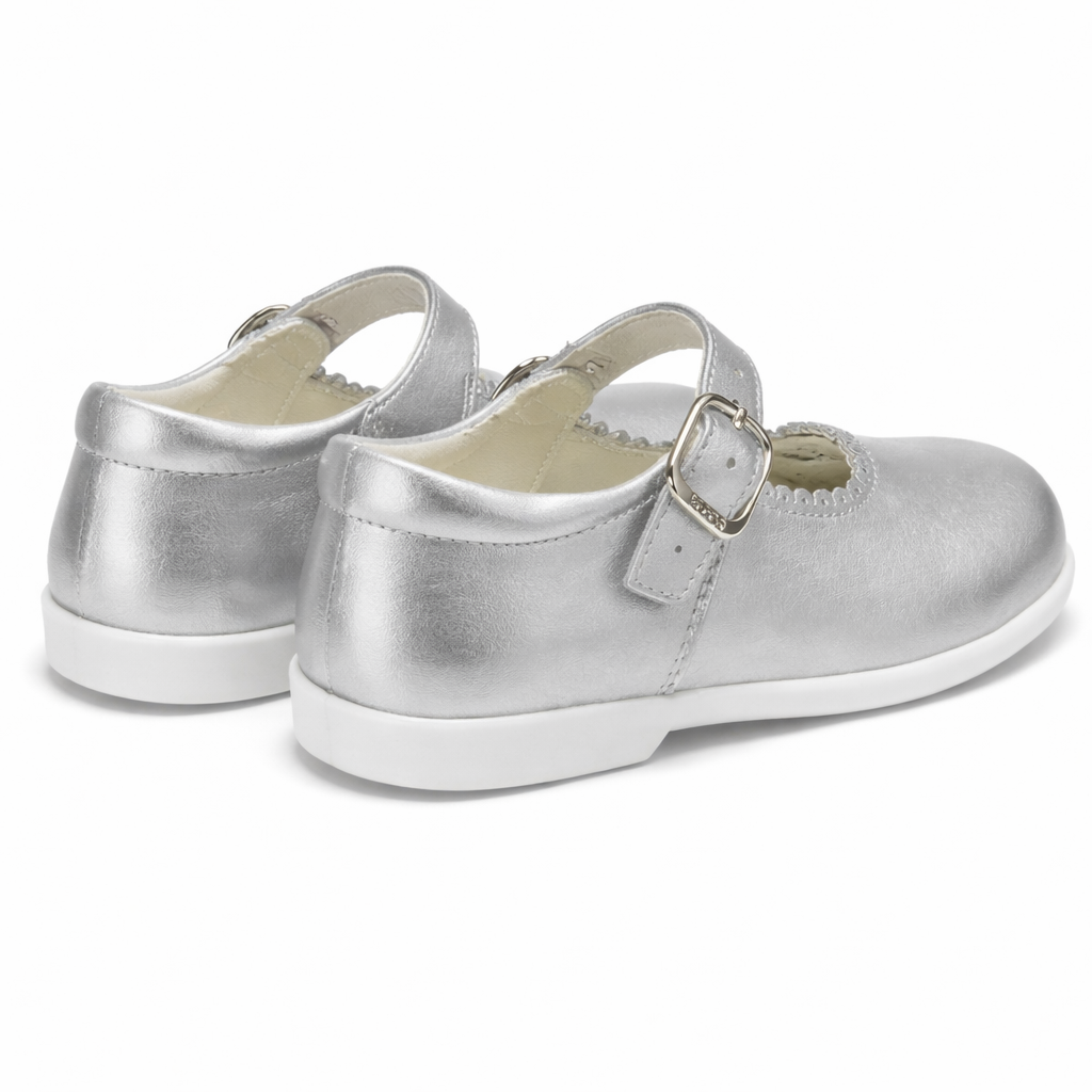 Y97401 Andanines Buckle Mary Jane Shoe Silver Leather