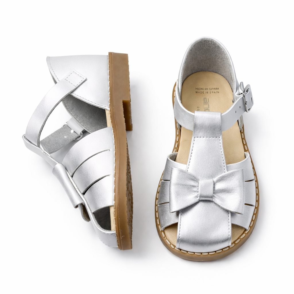251334 Andanines Closed In Bow Sandal Silver