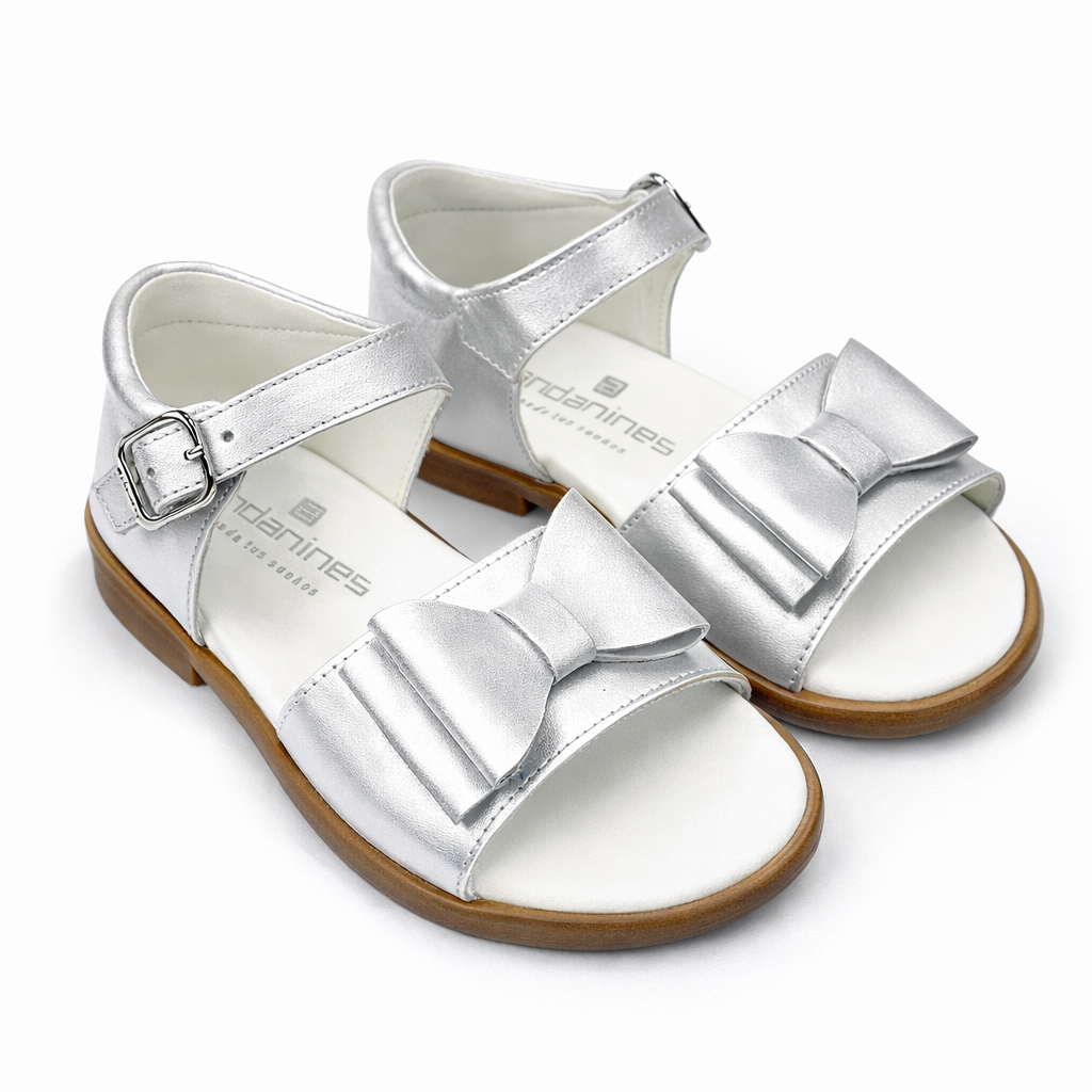 181851 Girls Double Bow Sandal Silver