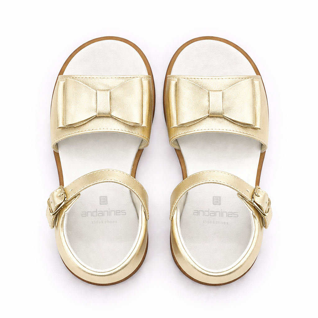 181851 Girls Double Bow Sandal Gold