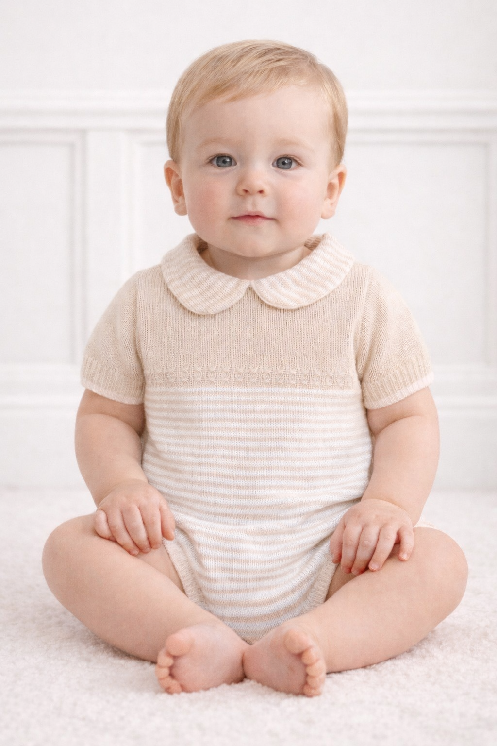Marshall Pex Baby Knit Romper Beige