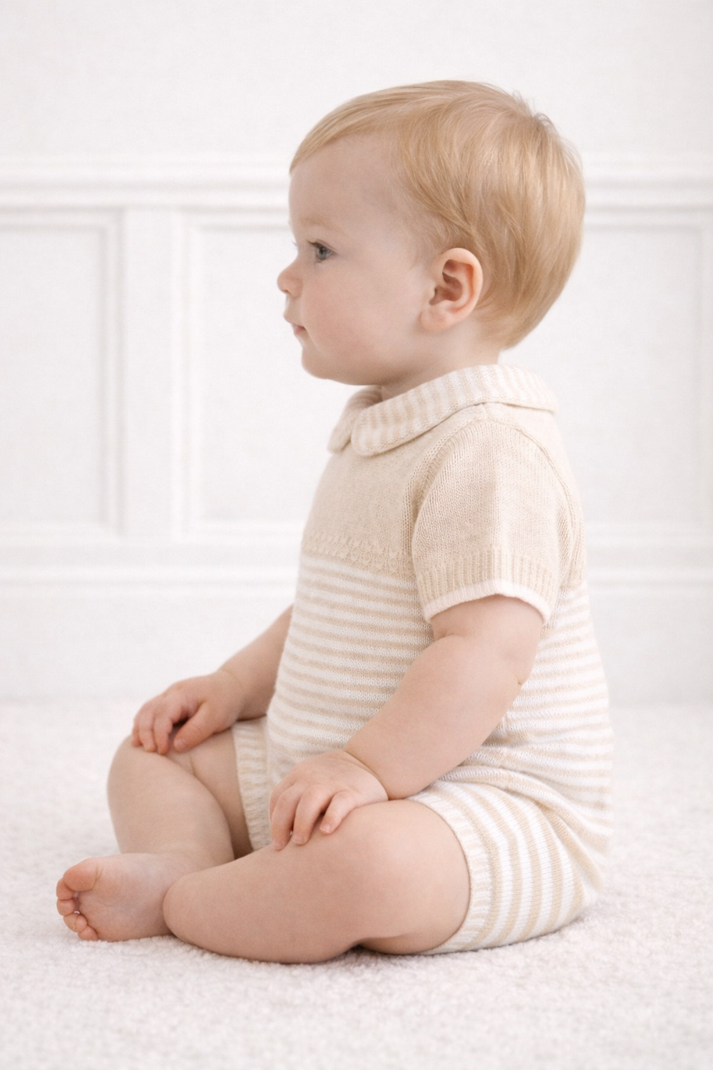 Marshall Pex Baby Knit Romper Beige