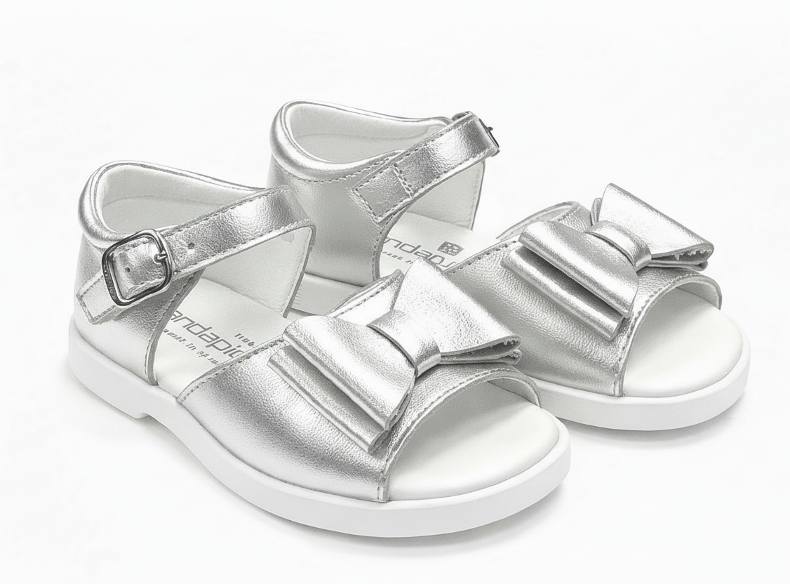 211420 Silver Girls Bow Sandal