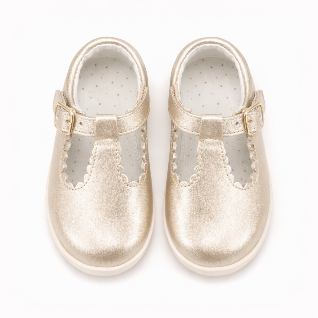 Y97411 Andanines Buckle T-Bar Shoe Gold