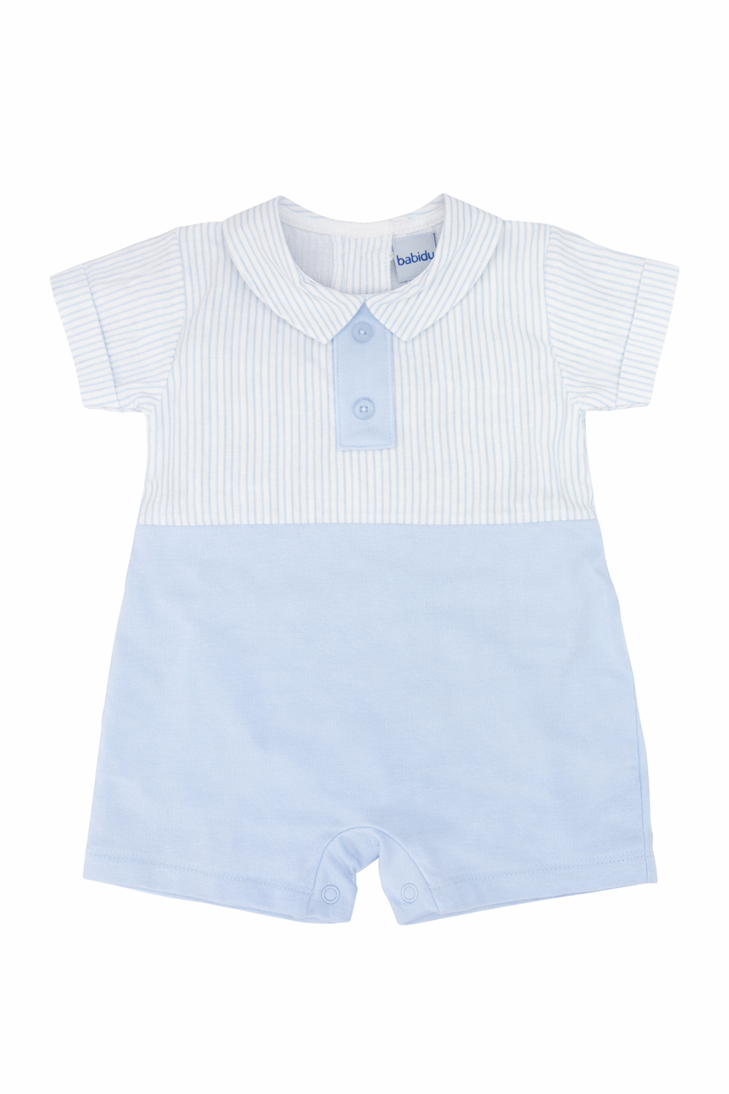 12451 Babidu Cotton Striped Romper Blue
