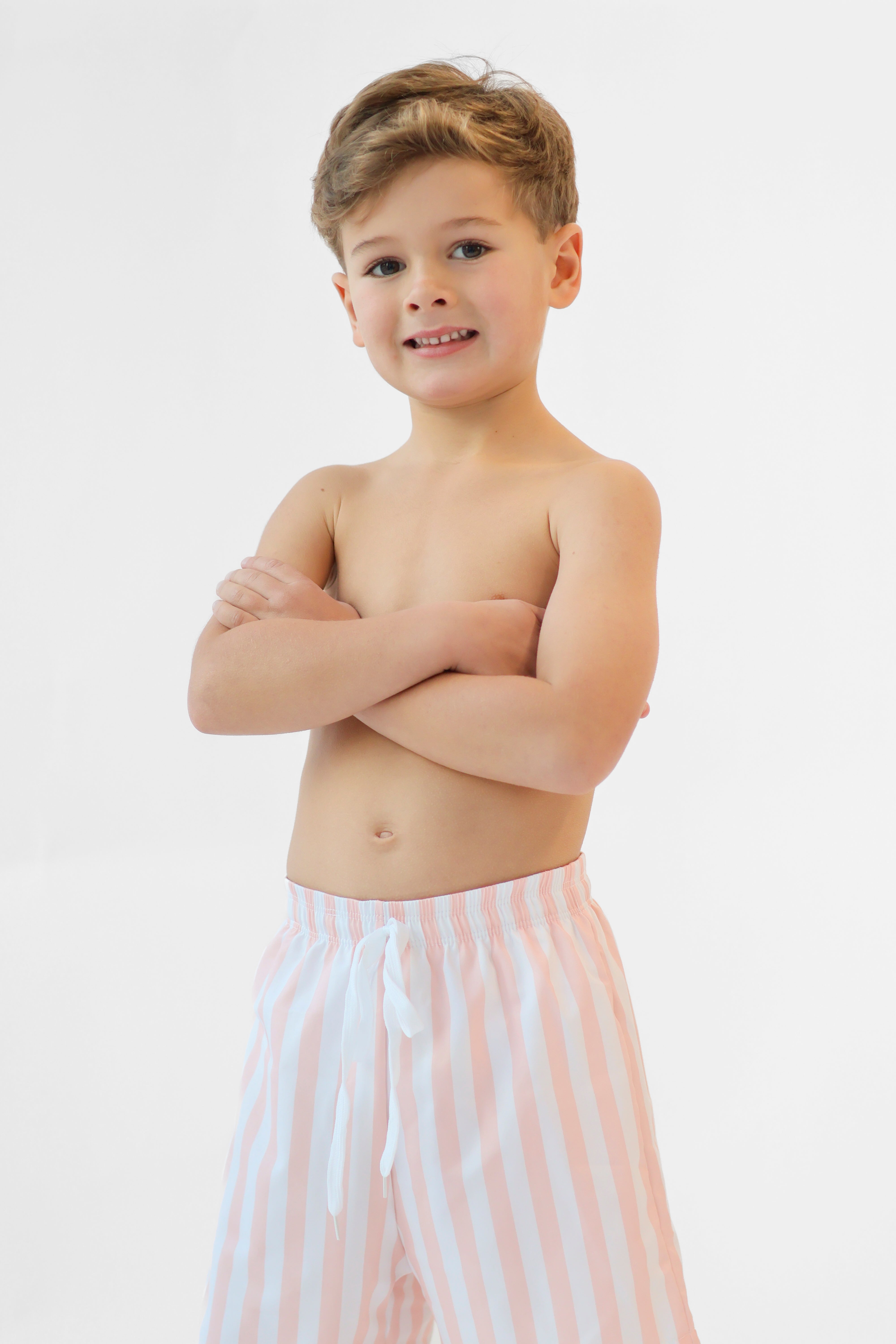 Ollie Boys Peach Stripe Swimming Trunks