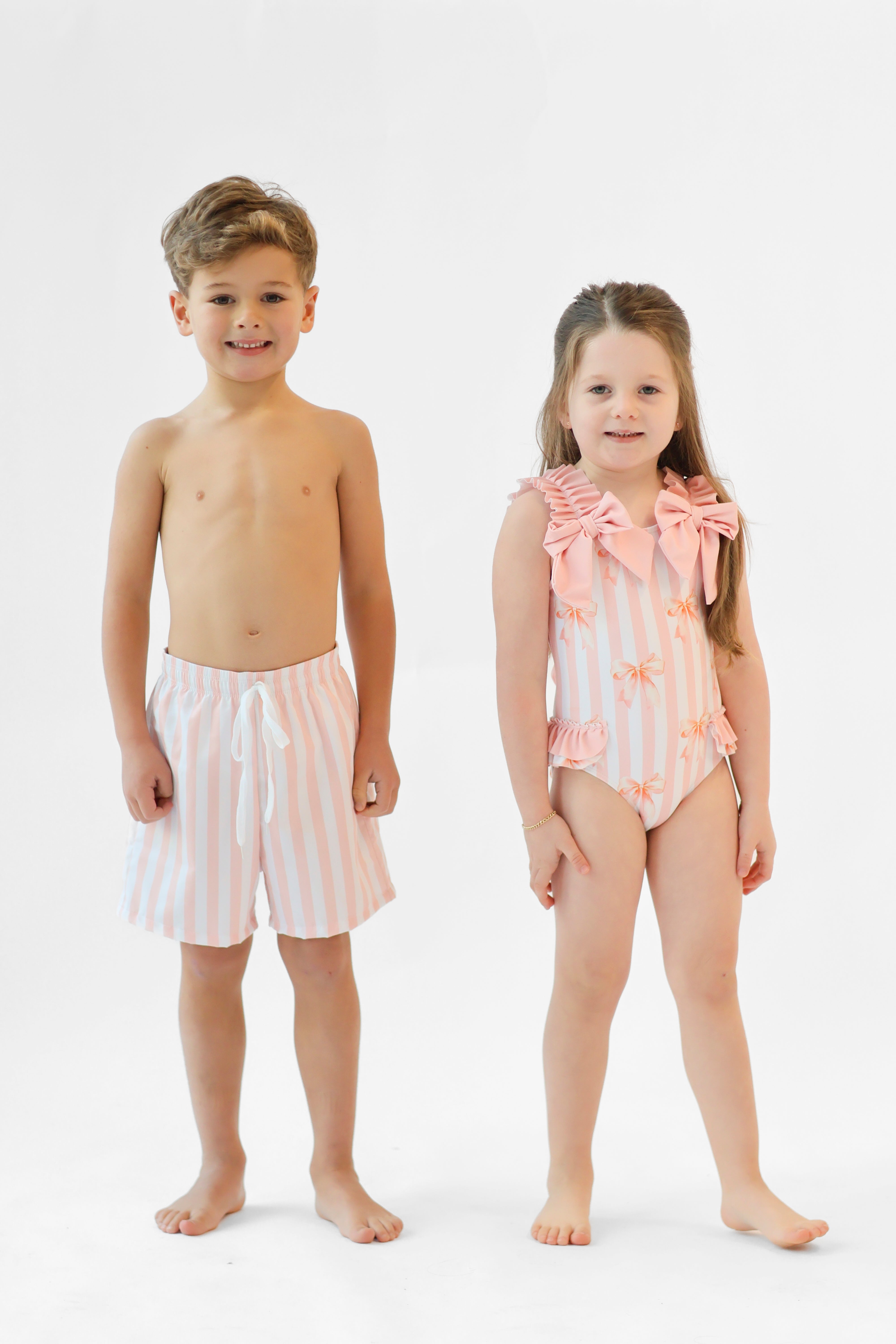 Ollie Boys Peach Stripe Swimming Trunks