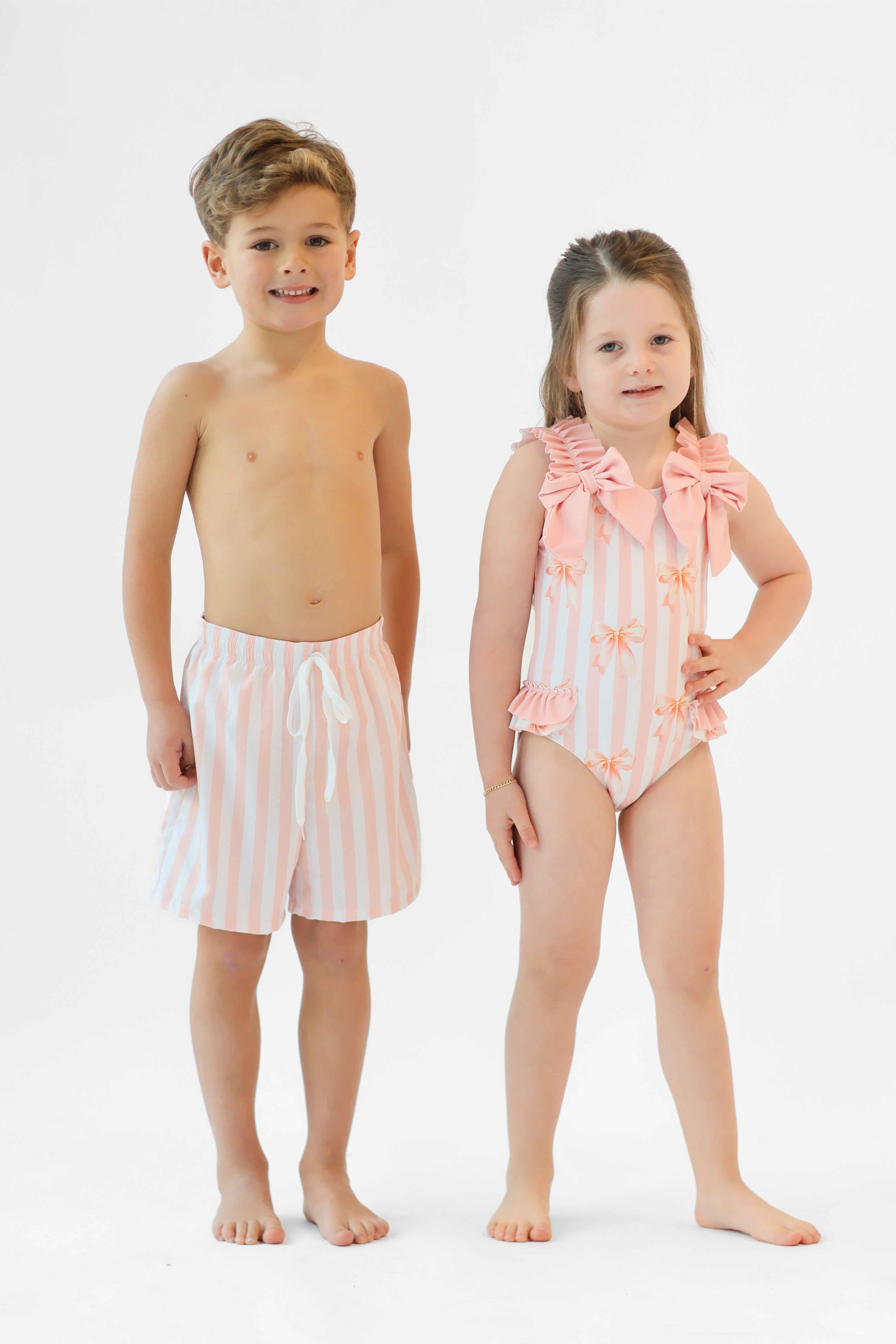 Ollie Boys Peach Stripe Swimming Trunks
